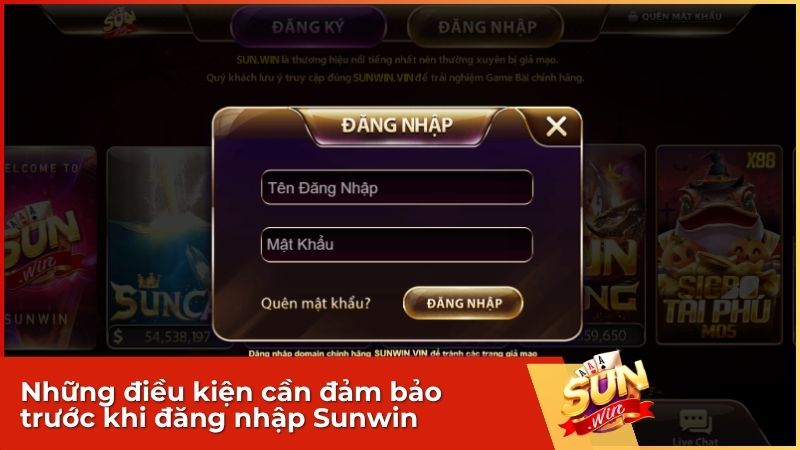 Hướng Dẫn Đăng Nhập Sunwin 2025: Nhanh Chóng, An Toàn & Khắc Phục Lỗi 1 Những điều kiện người chơi Sunwin cần đảm bảo để đăng nhập thành công