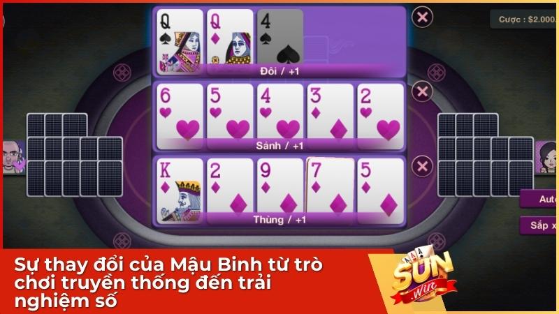 Game bài Mậu Binh Sunwin từ bàn chơi truyền thống đến không gian trực tuyến tiện lợi hơn