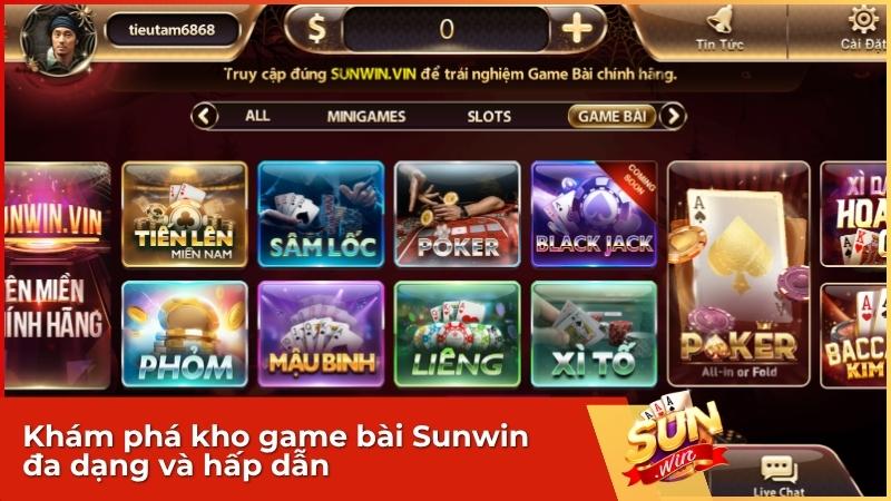 Khám phá kho game bài Sunwin đa dạng và hấp dẫn