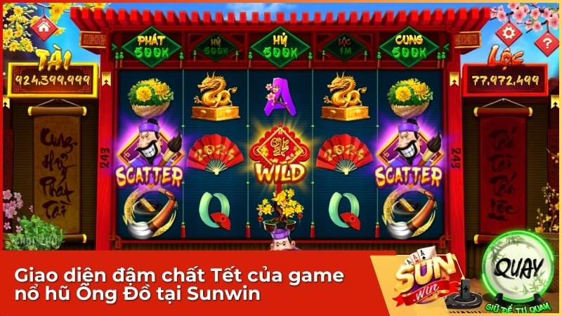 Giao diện đậm chất Tết Việt Nam của game nổ hũ Ông Đồ tại Sunwin