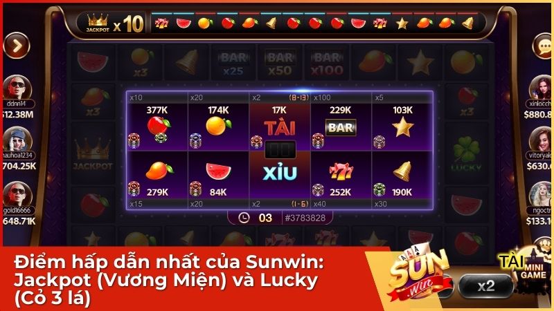 Điểm hấp dẫn nhất của Sunwin: Jackpot (Vương Miện) và Lucky (Cỏ 3 lá)